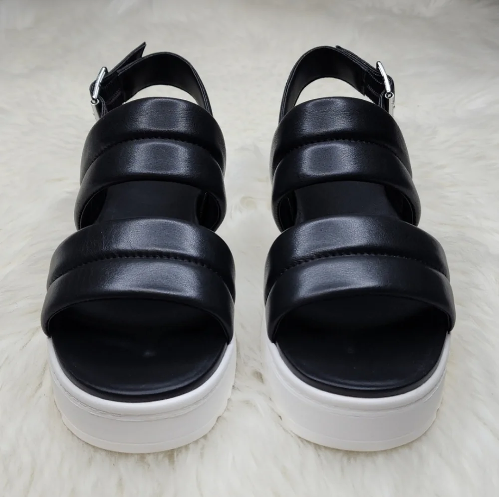 UGG Zayne Slingback Platform Sandal Black Leather